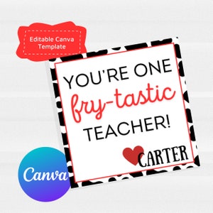 Carte d'appréciation modifiable Fry-tastic pour professeur – Téléchargement numérique instantané sur Canva - Appréciation de l'enseignant - Appréciation du principal