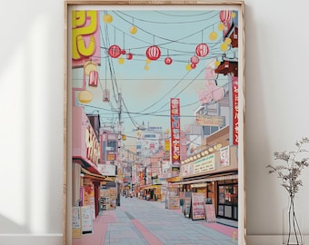Japan Osaka Tennoji Travel Poster, Osaka Print, Osaka Tennoji Travel Art, Japan Travel Print, Japan Wall Art, Japanese Art
