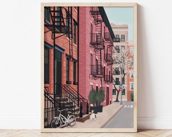 West Village New York, New York Poster, Greenwhich Village Poster, New York Illustration, New York Art Print, Greenwhich Village New York