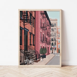 West Village Nowy Jork, plakat Nowy Jork, plakat Greenwhich Village, ilustracja Nowy Jork, wydruk artystyczny Nowego Jorku, Greenwhich Village Nowy Jork