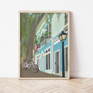 Puerto Rico Illustration, San Juan Print, Puerto Rico Wall Art, Puerto Rico Gift, Puerto Rican Flag Illustration, Latin America Poster