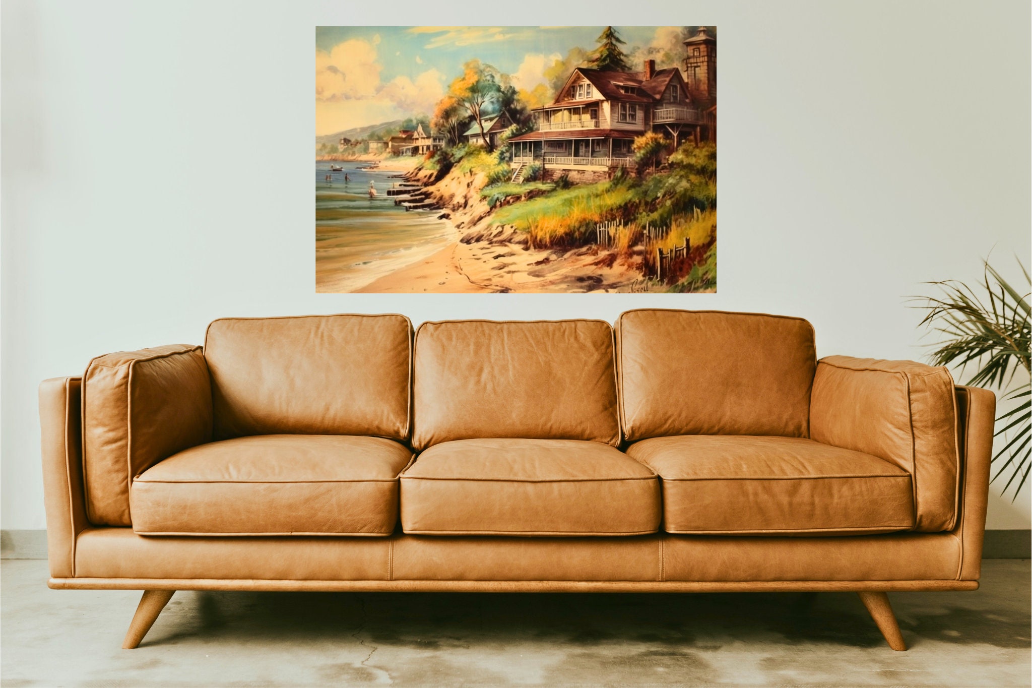 Vintage Beach Wall Decor Beach House Canvas Painting Wall Art Etsy