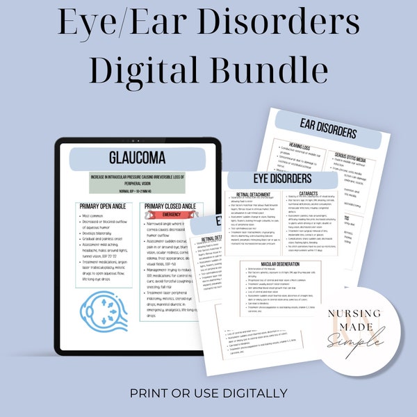 Eye Disorders/Ear Disorders/Nursing Notes/Nursing School Study Guide/NCLEX Review