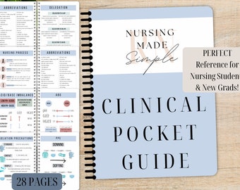 Nursing School Clinical Pocket Guide/5x7 Nursing Clinical Reference Guide/Nursing Clinical Guide/Pocket References Guide