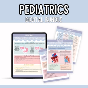 Può includere: Un pacchetto digitale di tabelle mediche stampabili per la pediatria. Le tabelle coprono argomenti come la stenosi pilorica ipertrofica, il dotto arterioso pervio e le tappe dello sviluppo. Le tabelle sono illustrate con diagrammi e testo colorati.