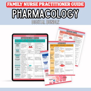 Pharmacology Family Nurse Practitioner Study Guides | Pharm FNP Study Sheets | Nurse Practitioner Study Guide | FNP School Notes