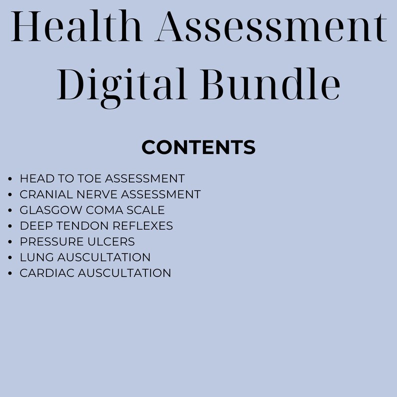 Health Assessment Nursing Bundle/nursing School Notes/nclex Review