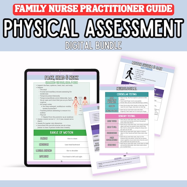 Physical Assessment Family Nurse Practitioner Study Guides | FNP Study Sheets | Nurse Practitioner Study Guide | FNP School Notes