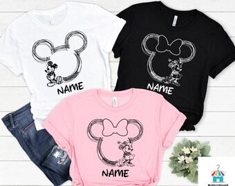 Custom Disneyland Mickey Minnie Matching Shirt With Name, Personalized Disneyworld Family Matching Shirt, Disneyland Vacation Trip Shirt