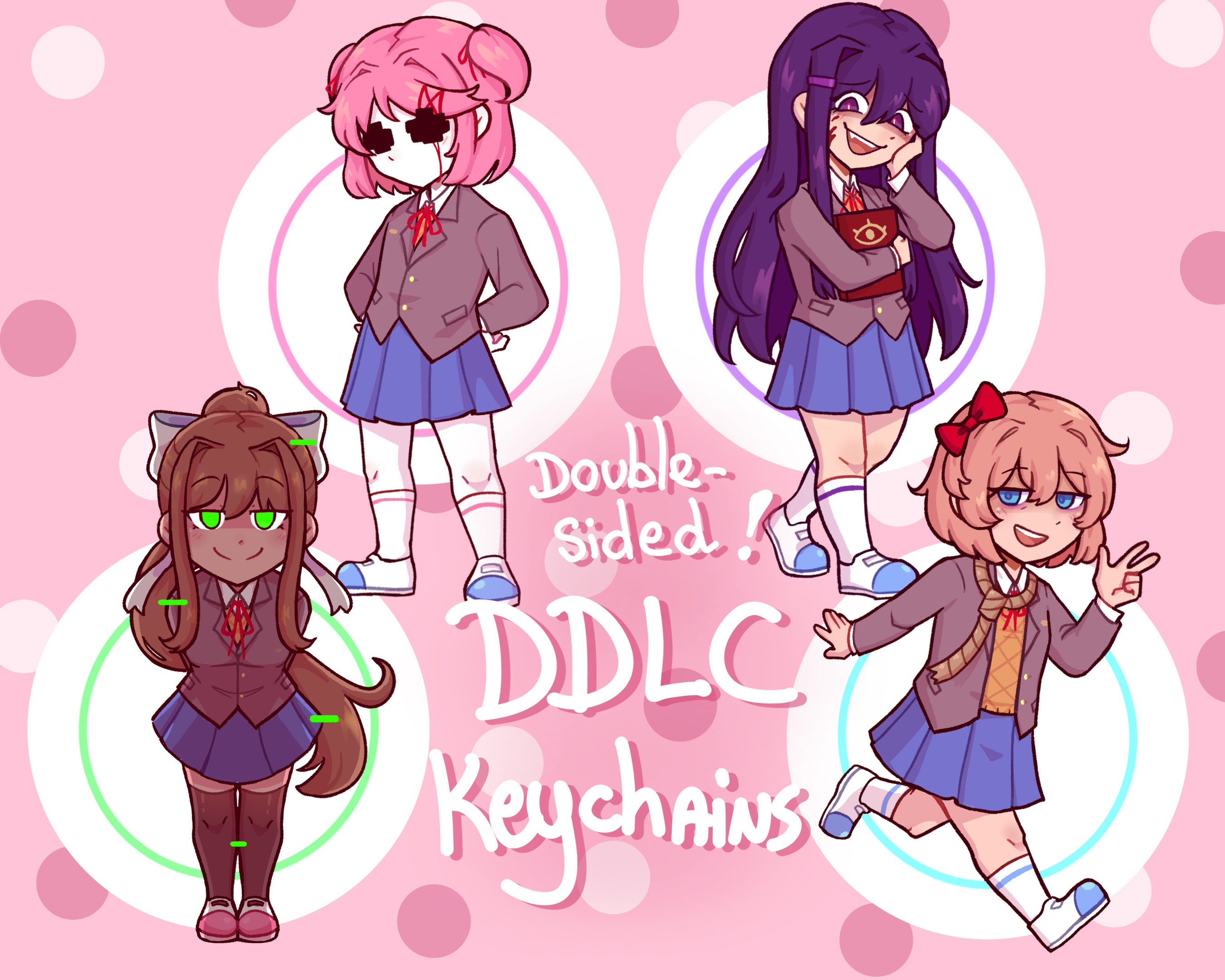 Doki Doki Literature Club DDLC Double-sided Epoxy Keychain / Charms ...