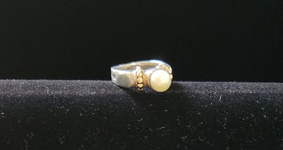 Vintage LAGOS Caviar silver and gold ring with cu… - image 3