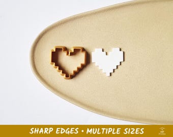Heart 06 Pixelated Polymer Clay and Cookie Cutter - Multiple Sizes
