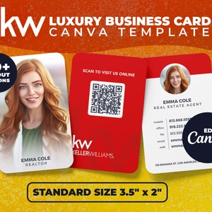 Keller Williams Business Card Template | Canva | QR Code | Editable | KW