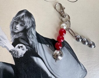 Handmade Beaded Keychain or Bag Charm with Pearl Accent