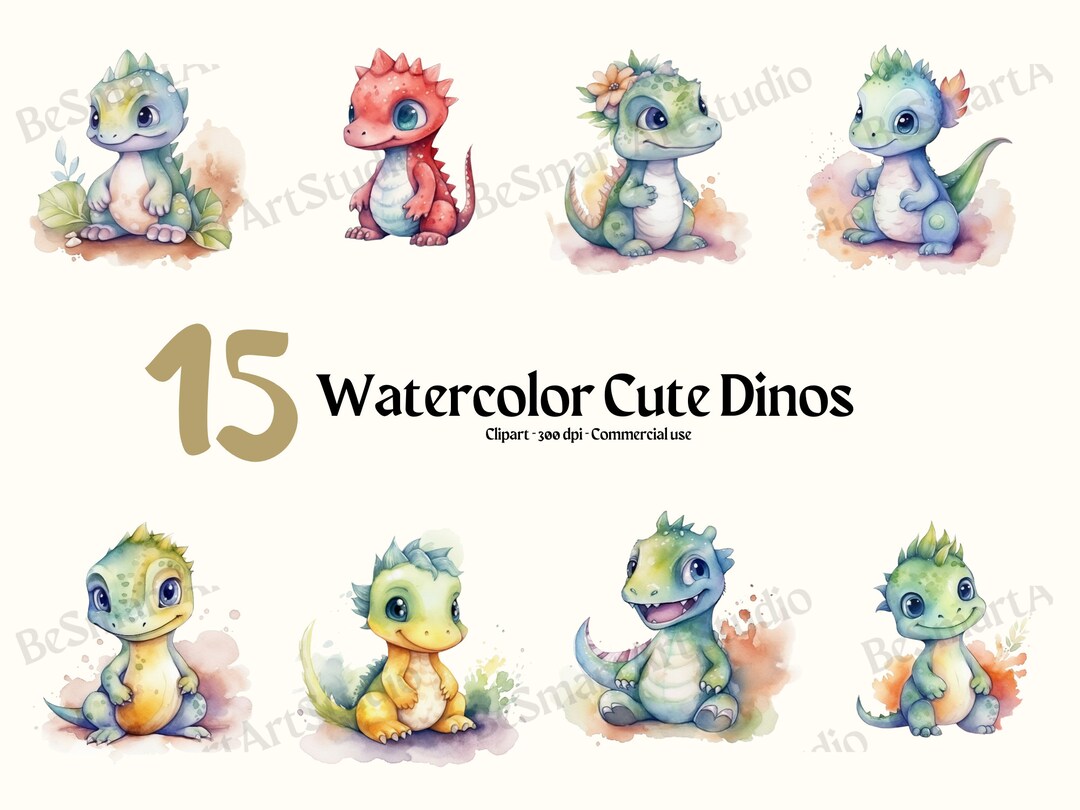 Watercolor Dinosaurs Clipart Png, Cute Dinosaur Clipart, Baby Dino Png ...