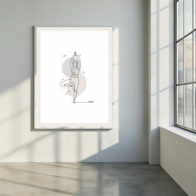 Yoga Pose Minimalism Art Print Beige, Gray and Brown Decor