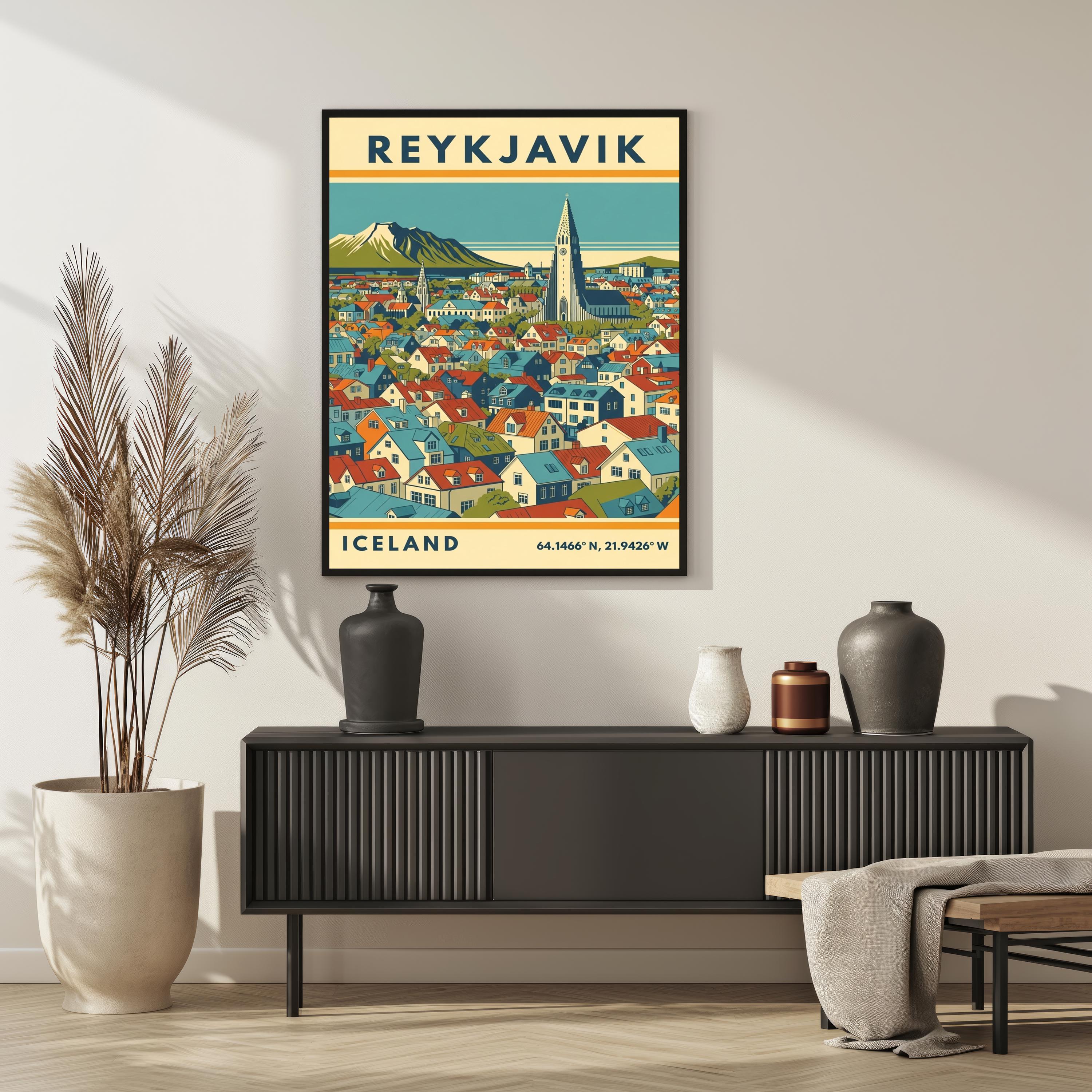 Reykjavik Iceland Art Print: Mid-century Modern Travel Poster - Etsy