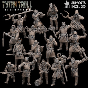 DnDCoS - Angry Mob Set of 16 Human NPCS miniature by Tytantroll for Dungeons and Dragons Pathfinder and other Tabletop RPGS