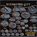 BASES - Destroyed CITY themed bases for wargames and tabletop - thirteen sizes available by zabavka workshop product logo