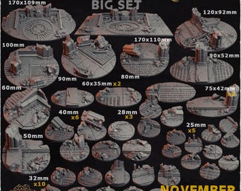BASES - Ruined Empire City - bases de ruinas medievales temáticas para wargames y juegos de mesa, trece tamaños disponibles por zabavka workshop