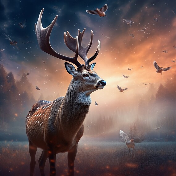 Wild Adventure Deer Wallpaper - Etsy UK