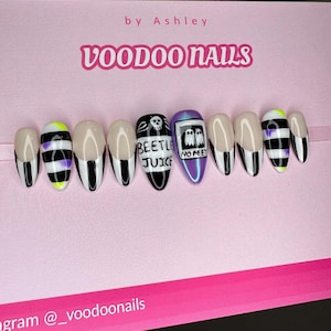 Beetlejuice Press On Nails. Movie Nails. Halloween Press On Nails.