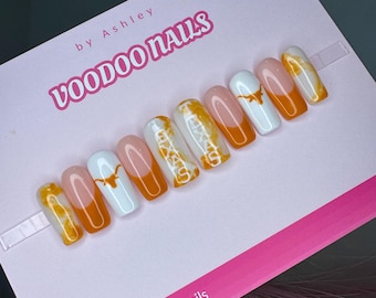 Uñas de fútbol americano: Longhorn Texas Sport Nails