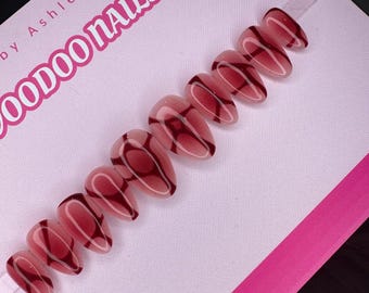 Unhas postiças abstratas cor de rosa, design web vermelho
