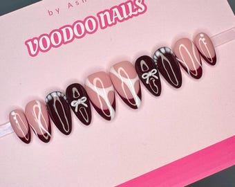 Unhas abstratas bordô: Nail Art de Natal