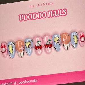 Funky and Fun Press On Nails. Mix Match Nail Set.