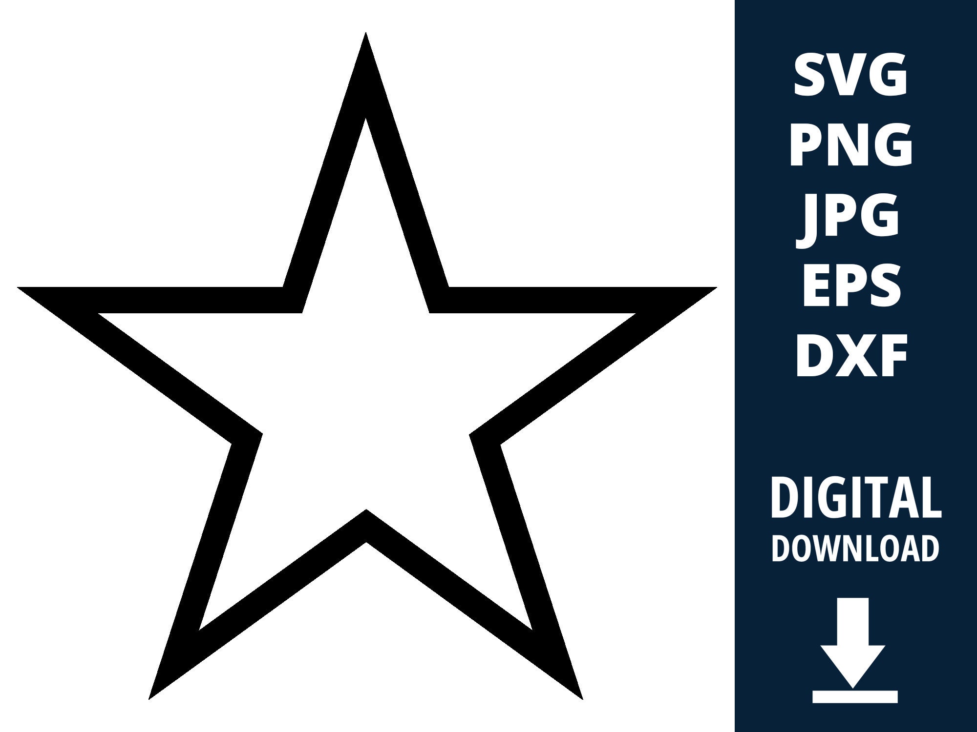 Hollow Star Outline Instant Download Svg Cut Engrave File PNG JPG EPS ...