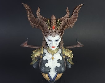 Lilith, Diablo IV Lilith, Diablo IV, Diablo 4 Lilith, Diablo 4, fan art, cadeau, figurine de collection, buste Diablo IV, buste de Lilith