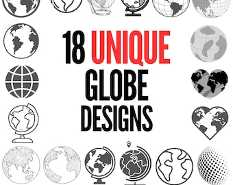 Erde Globus SVG-Schnittdateien: 18 Planeten Designs (Digitaler Download)