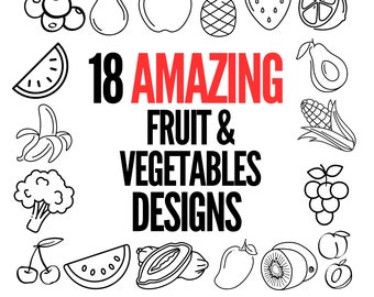 Obst & Gemüse SVG: Food Design Schnittdateien (Digitaler Download)