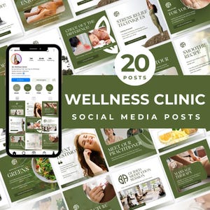 Modelli di post Instagram per cliniche benessere Canva Wellness Spa Post sui social media Centro olistico di salute e benessere Canva Branding Graphics