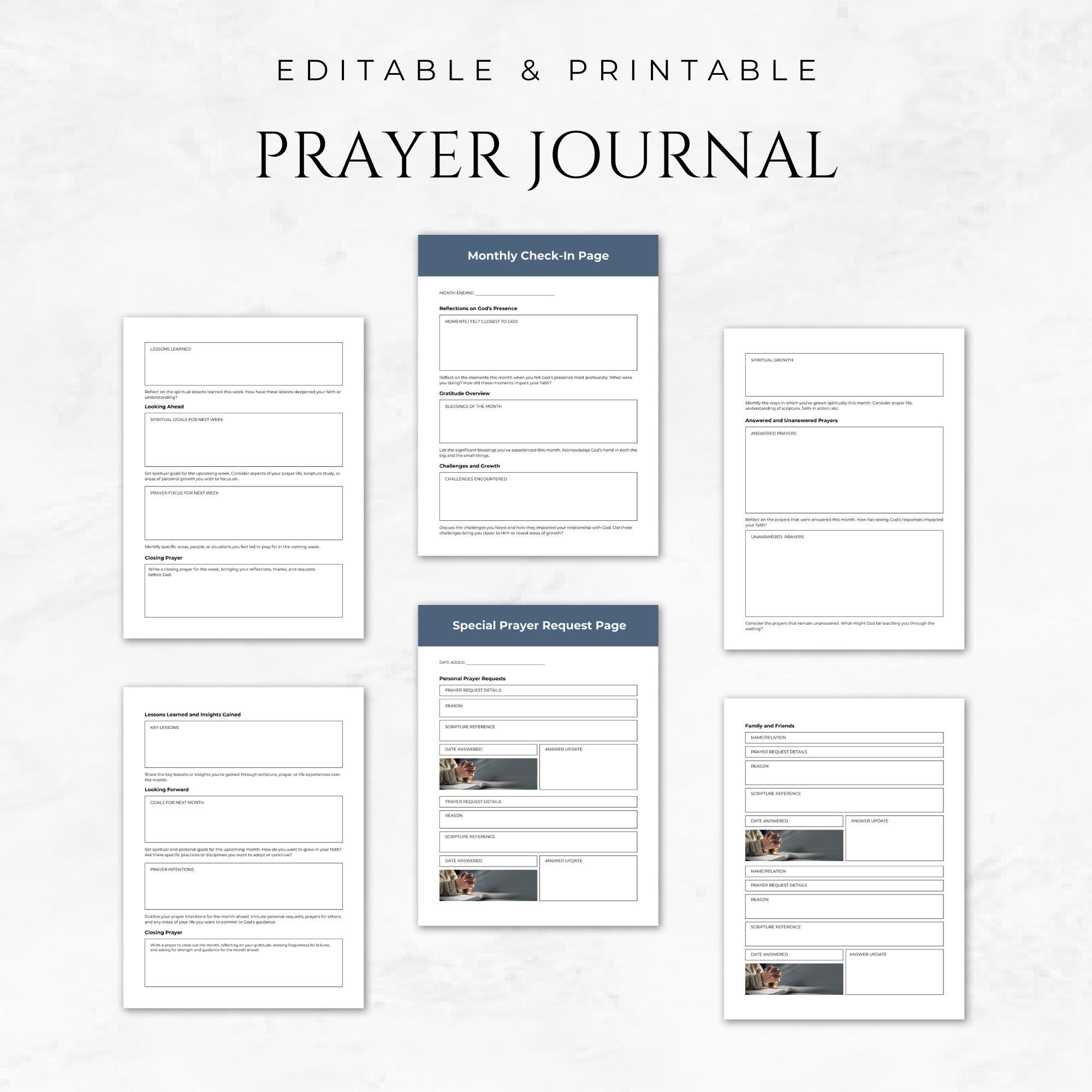 Daily Prayer Journal Template Prayer Planner Spiritual Journal ...