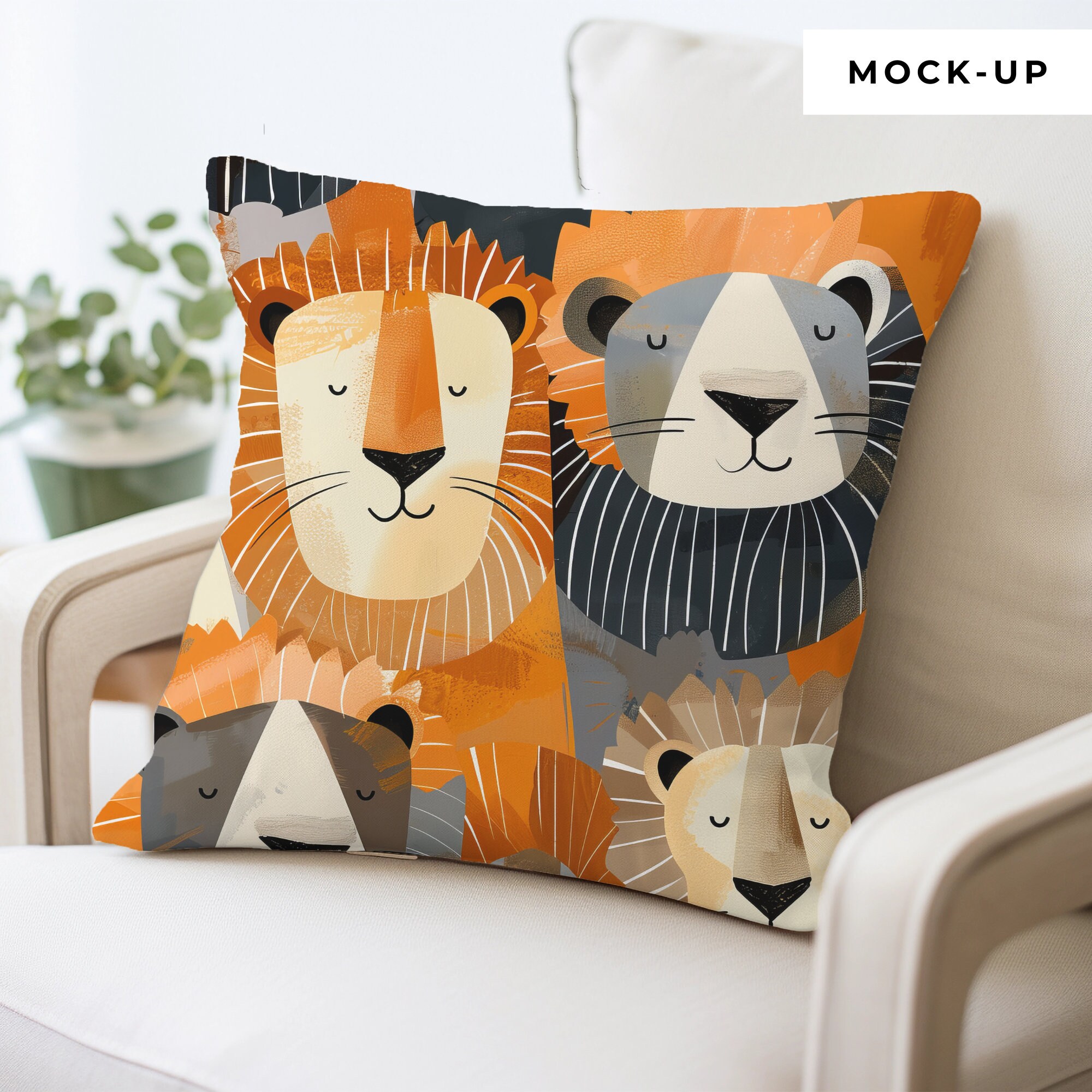 Seamless Cute Lion Digital Pattern Children's Book Lion Illustration ...