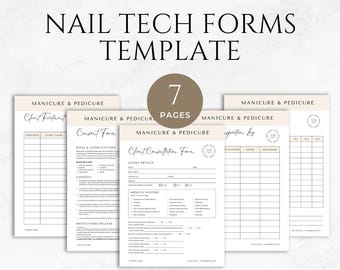 Nail Technician Forms Template Printable Client Consultation Form Nail Salon Forms Nail Consent Form Beauty Salon Forms Nail Aftercare Card