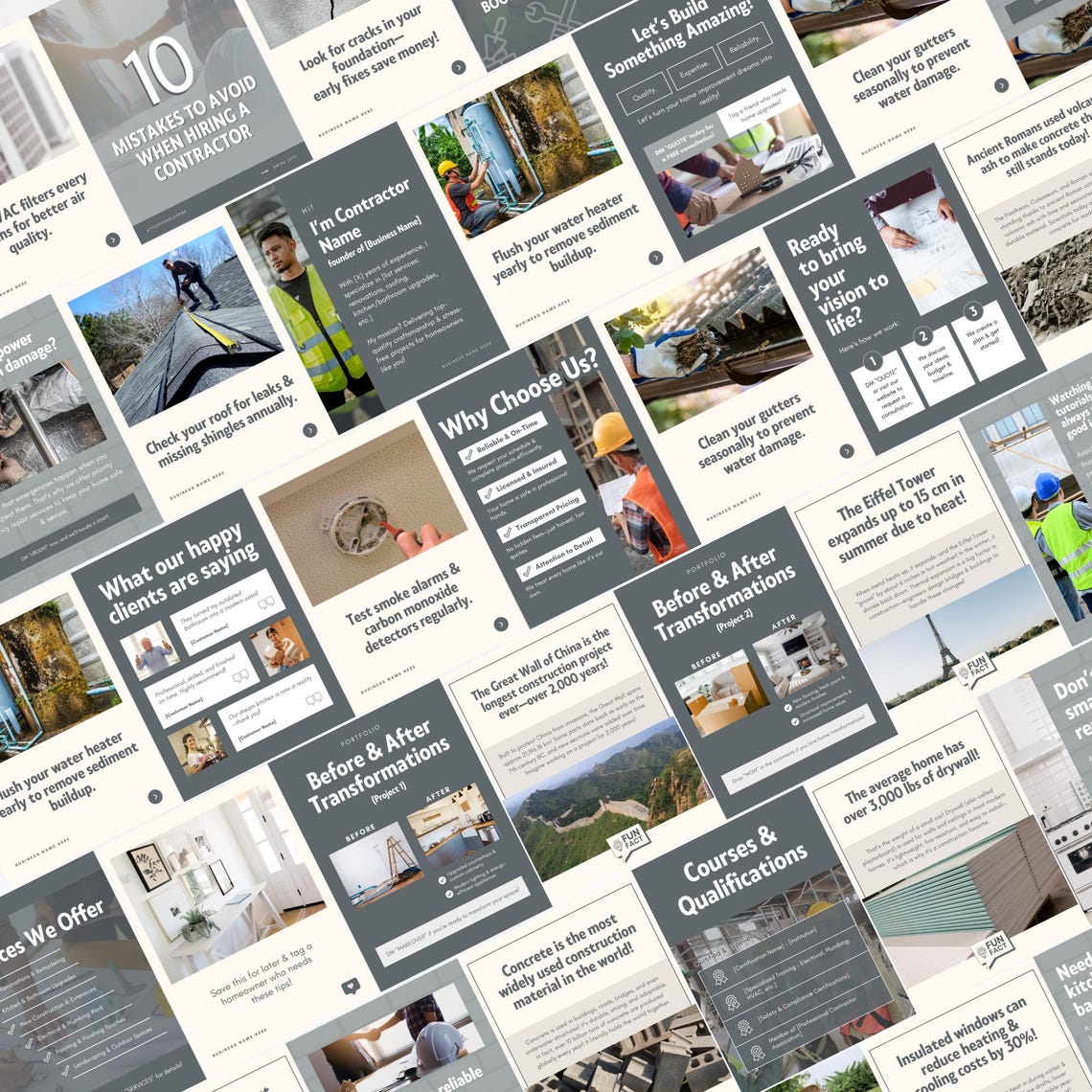 Contractor Posts Contractor Instagram Posts Templates Construction Business Templates ...