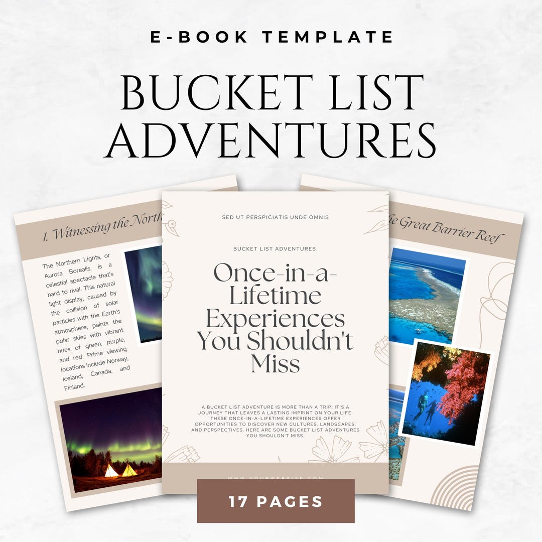 Travel Bucket List Ebook Canva Template: Adventure Journal & Planner ...