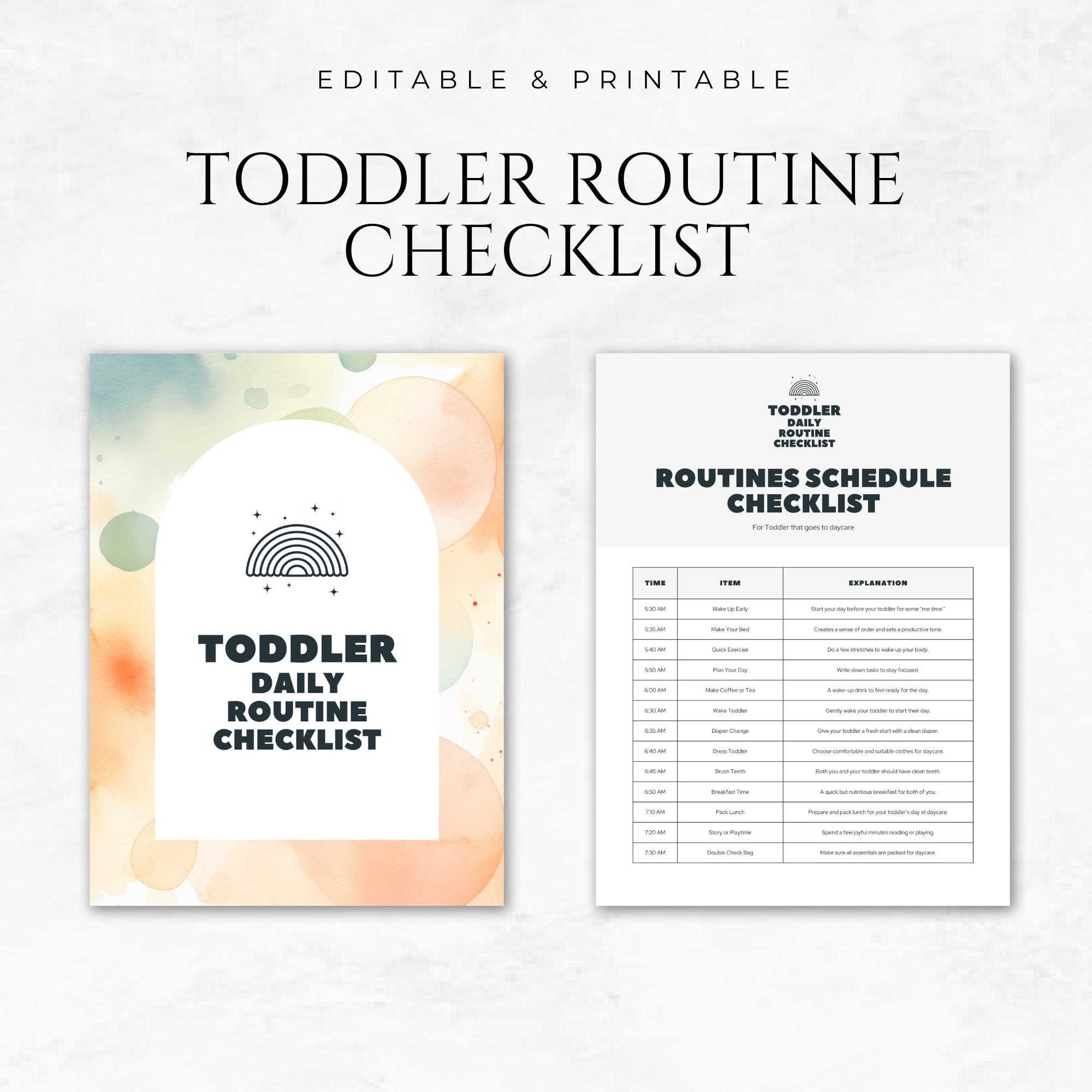 Toddler Routine Checklist Template Toddler Planner Kids Planner ...
