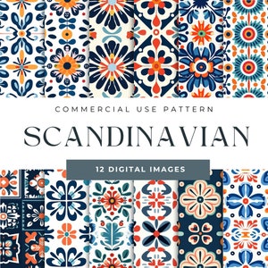 Modelli scandinavi senza soluzione di continuità Arte popolare scandinava digitale Stampa scandinava Modello di arte popolare scandinava Design di arte popolare scandinava