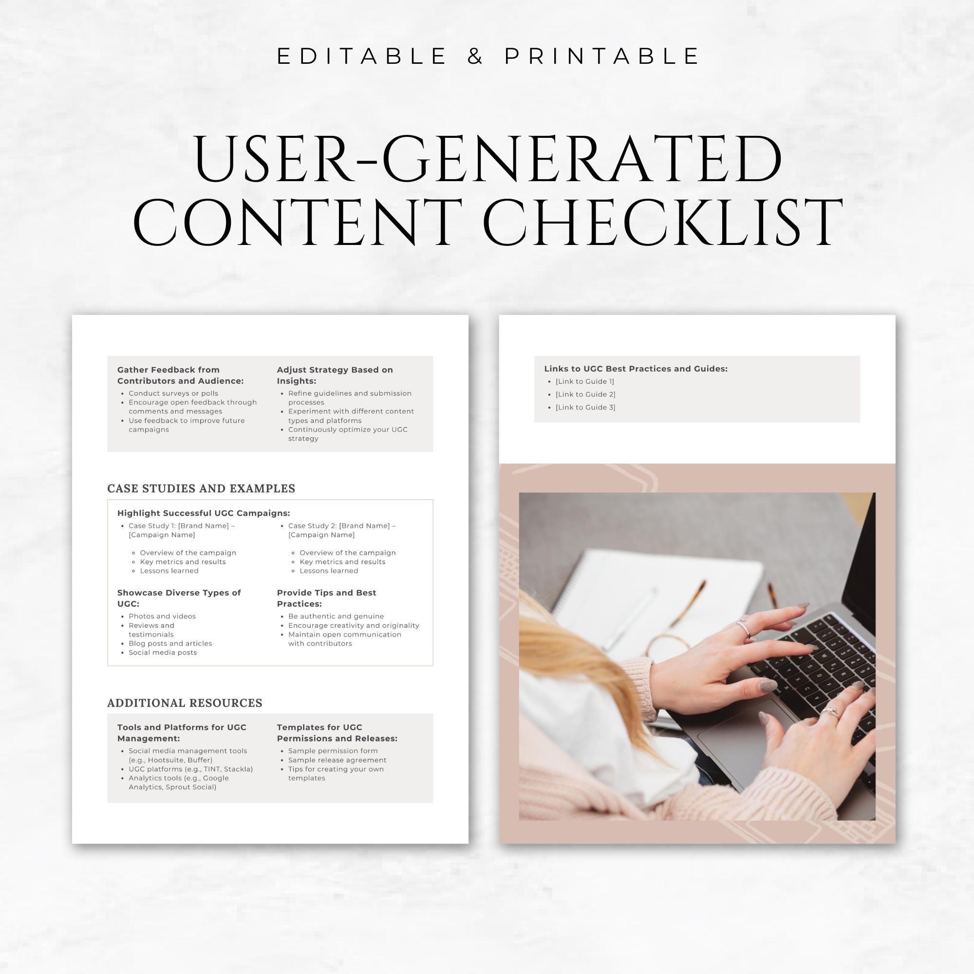 Check List Content User-generated Content Checklist Template Printable UGC Checklist ...