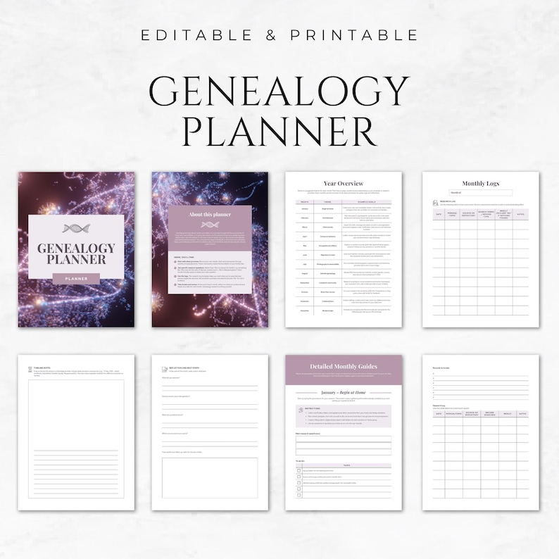 Genealogy Planner Canva Template: Editable Family History Journal (digital Download) - Etsy