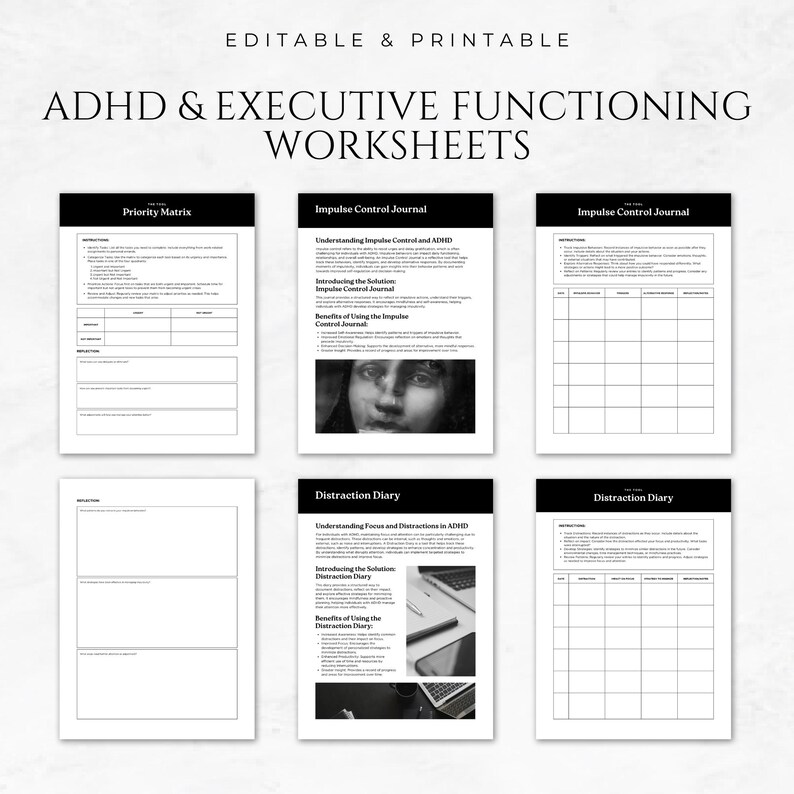 ADHD & Executive Functioning Worksheets Templates ADHD Planner ...