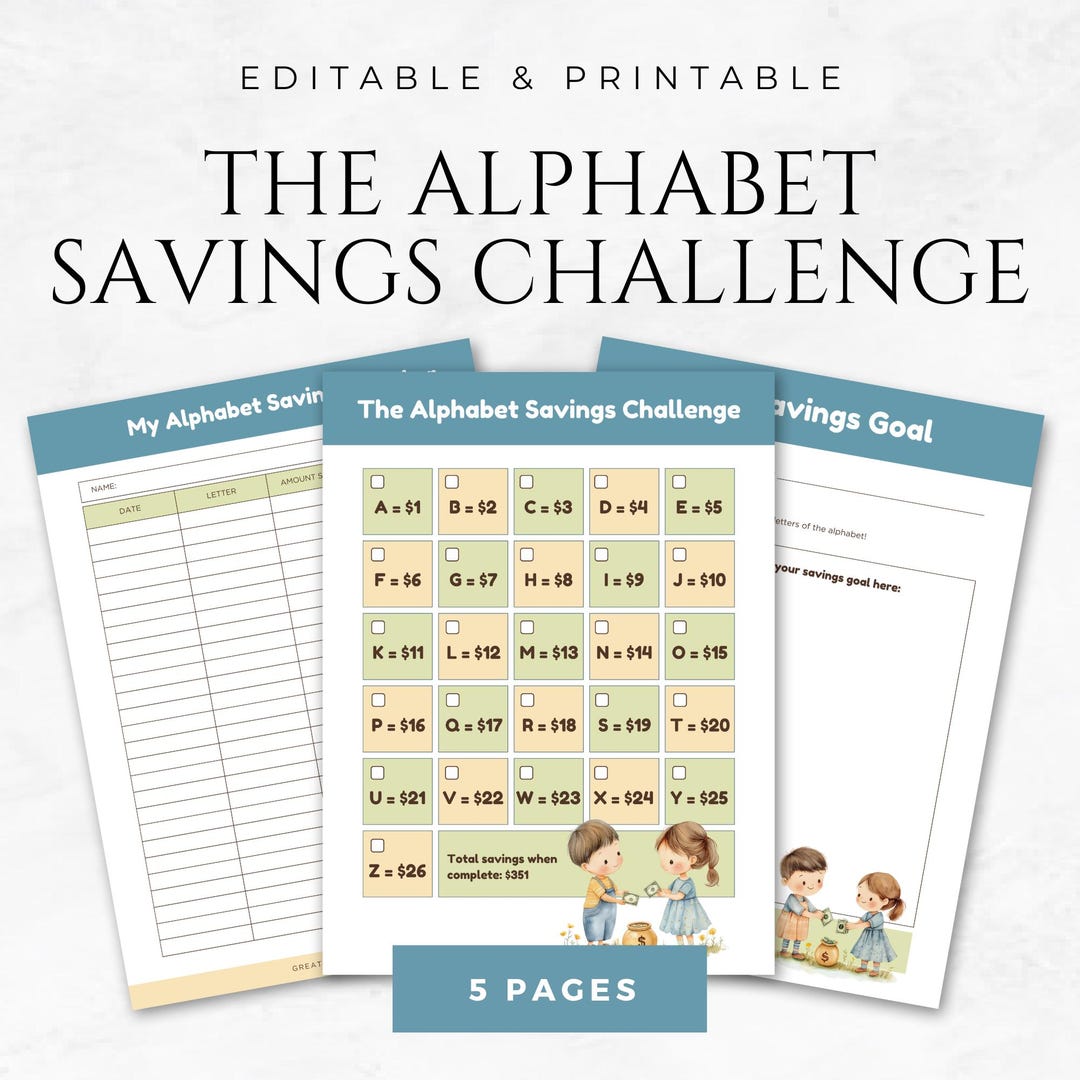 The Alphabet Savings Challenge Template Printable Money Saving Tracker ...