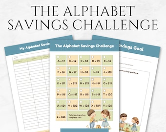The Alphabet Savings Challenge Template Printable Money Saving Tracker Kids Savings Challenge Family Savings Plan Personal Finance Tracker