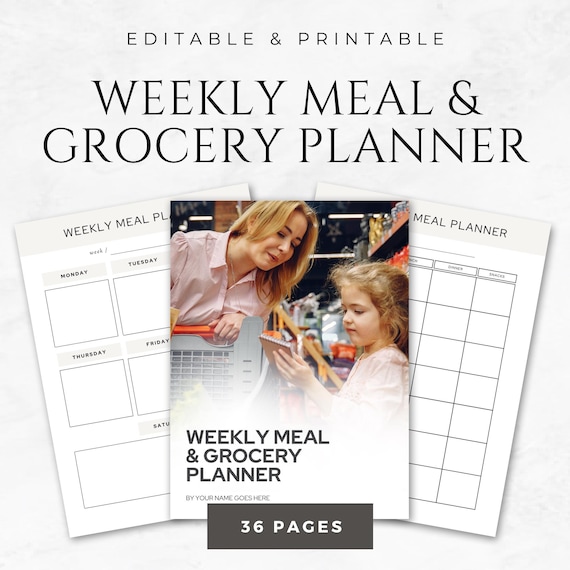 Weekly Meal & Grocery Planner Template Printable Meal Planner Grocery List Healthy Family Meal Planner Meal Prep Organizer Budget Meal Plan