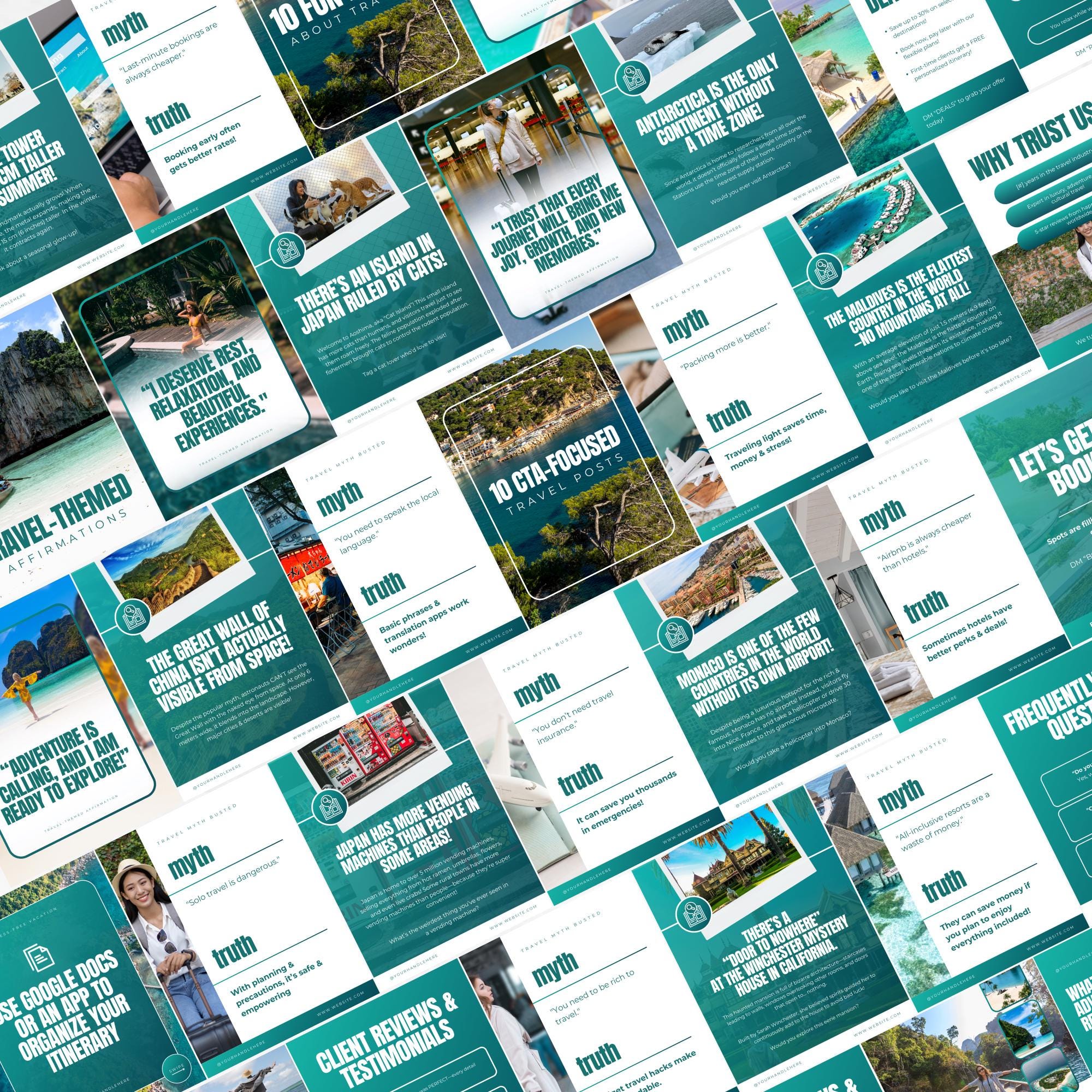 Travel Industry Instagram Posts Templates Travel Agency Social Media ...