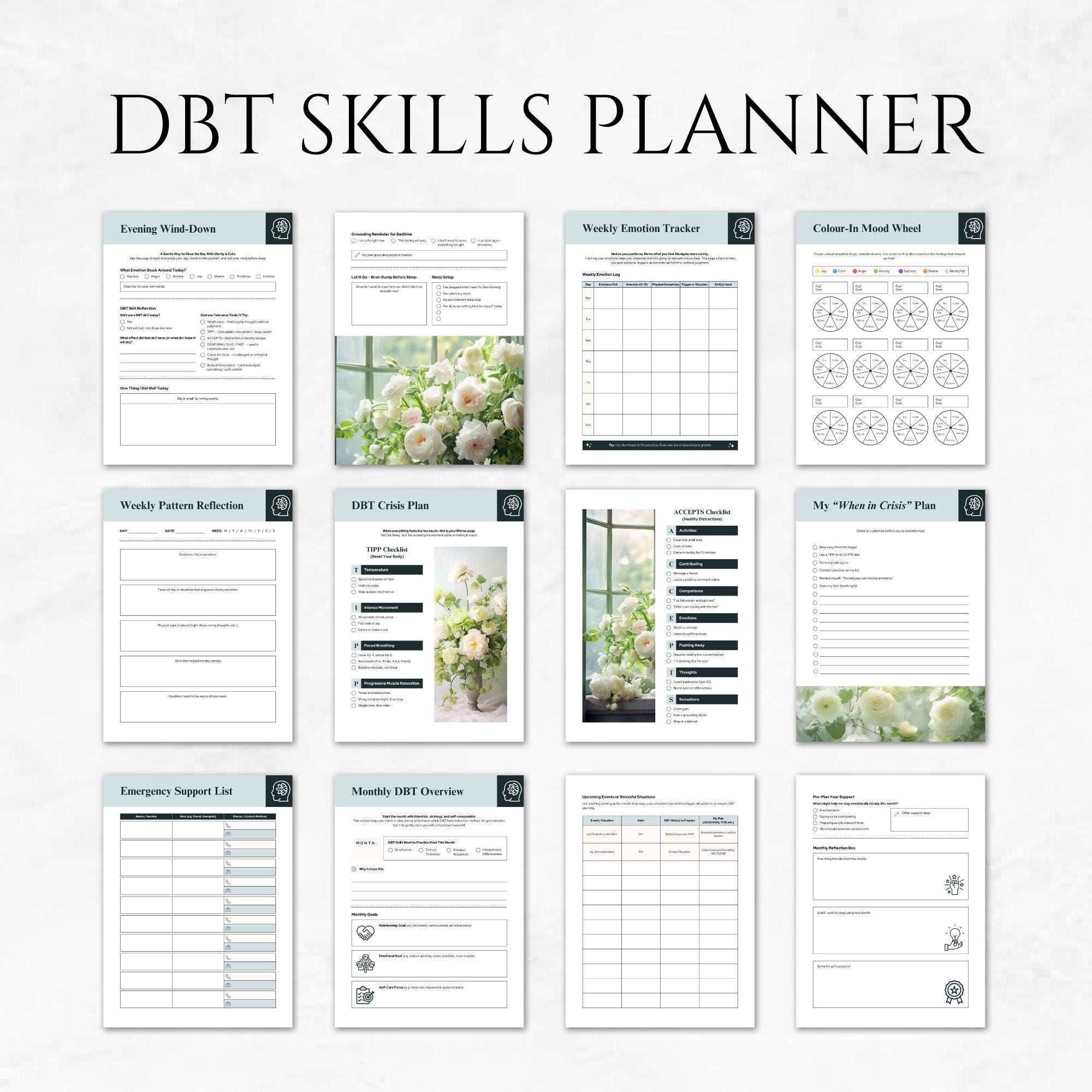 DBT Skills Planner for Adults Template Canva Emotional Regulation ...
